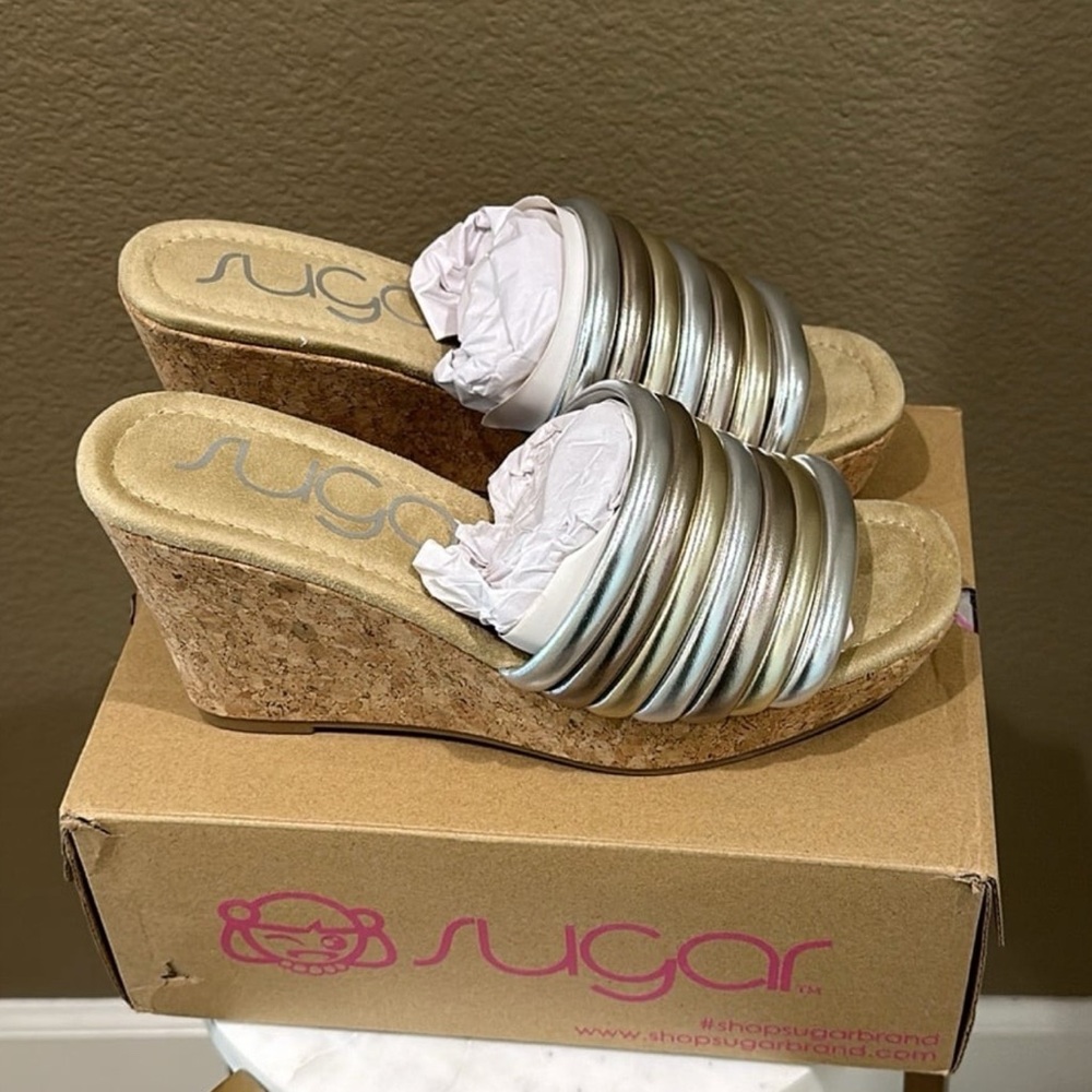 Sugar Gold and Silver Striped Mules - Picture 3 of 10